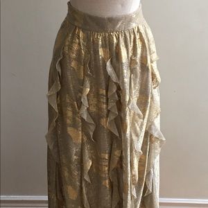 Full Length Gold Metallic Women’s Skirt Size 6